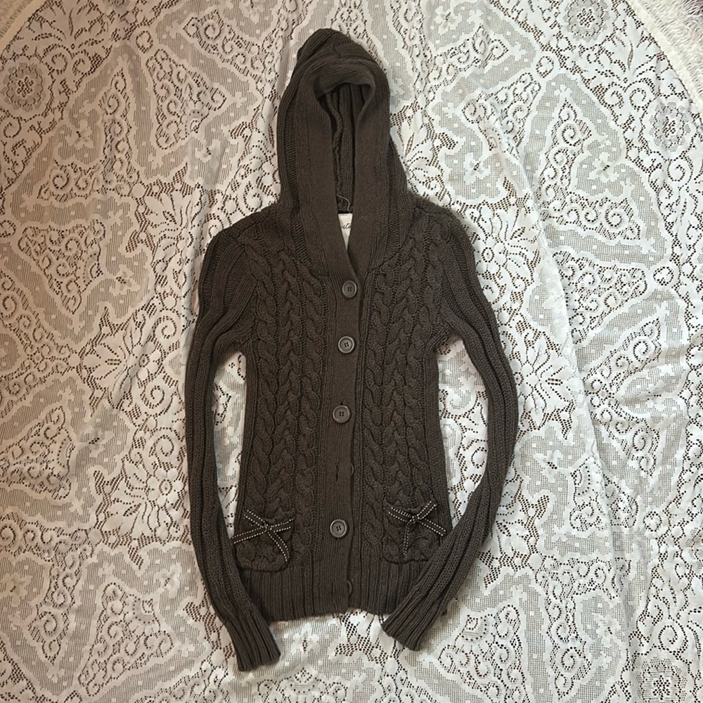 Brown Aeropostale Cardigan w/ Hood